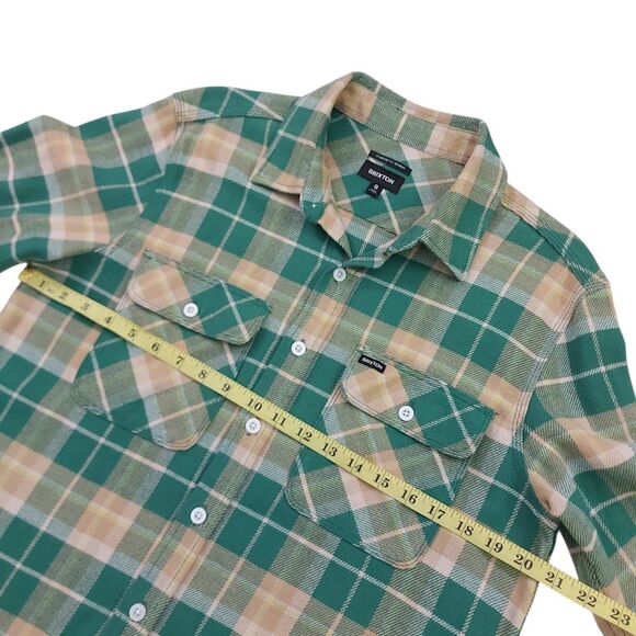 Brixton Shirt Mens Small Green Flannel Plaid Long Sleeve Standard Fit Bowery - Picture 11 of 12